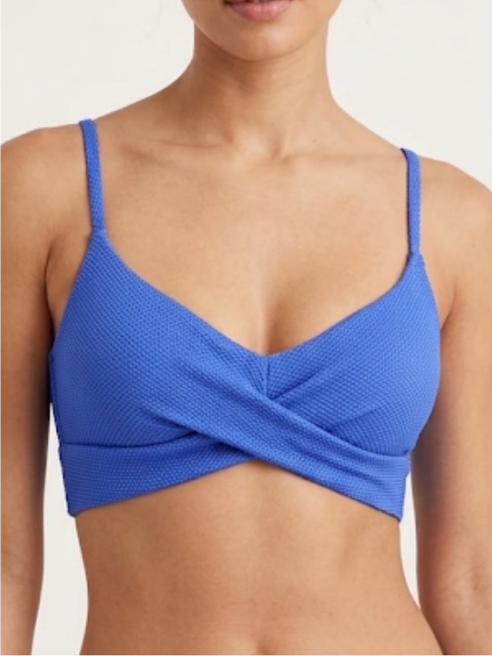 NWT Aerie Size Small S Rib Twist Scoop Bikini Top Blue Bikini Top
